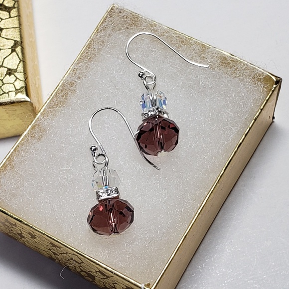 Jewelry - AB and Mauve Crystal Earrings